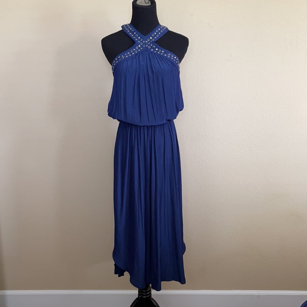 RAMY BROOK AUTUMN STUDDED DRESS  XS NAVY